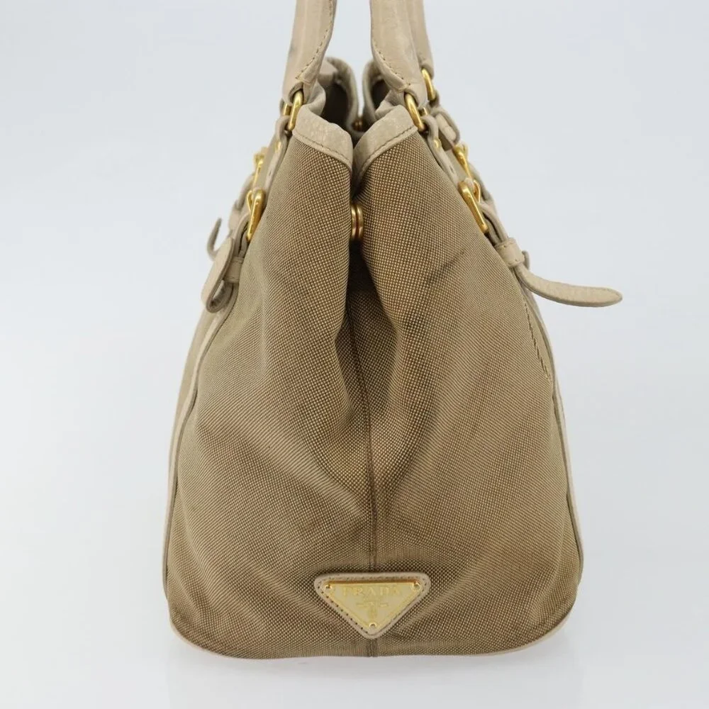 PRADA Hand Bag Canvas Beige Gold Auth - Picture 11 of 15